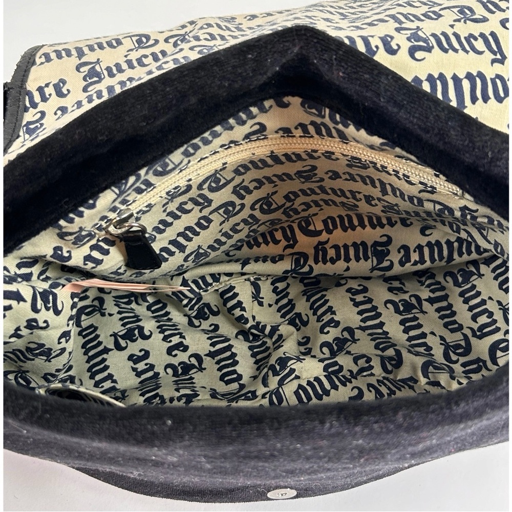 Juicy Couture Y2K Black Floral Velour Shoulder Purse - Picture 11 of 13